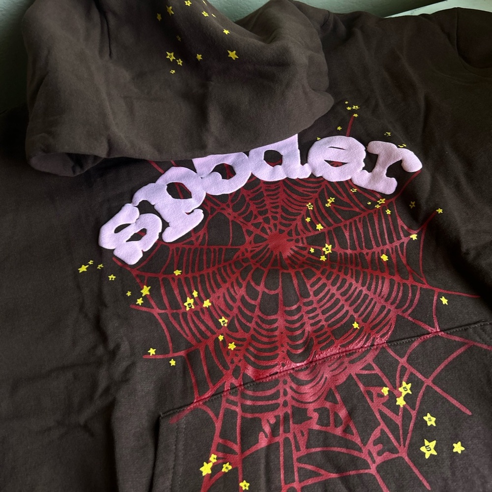 Sp5der hoodie brown (1 of 1)